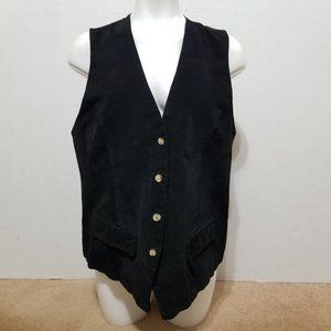 QPS vest Missy XL sleeveless button front 100% leather material back VINTAGE